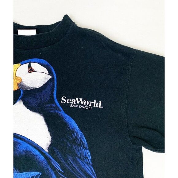 Seaworld San Diego Puffin Bird T-Shirt Black Animals California Tourist - Picture 3 of 9